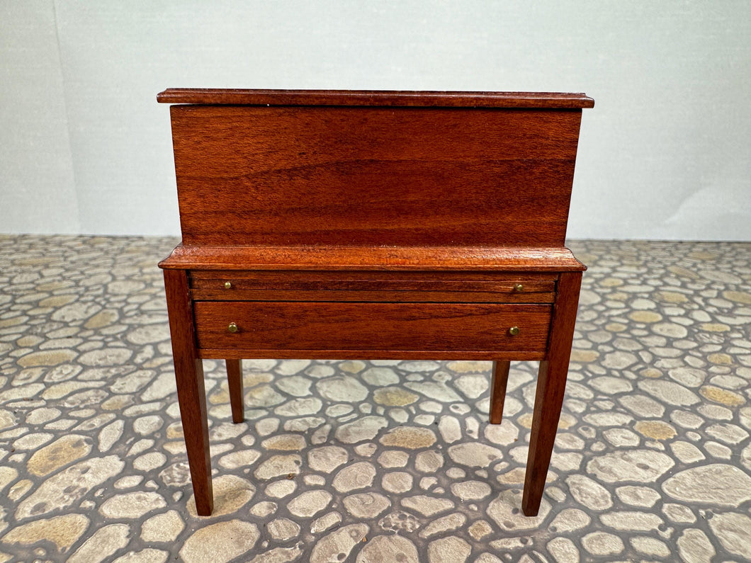 Dollhouse Miniature - Vintage Artisan Roger Gutheil Handmade Wooden Table With Chest & Drawers