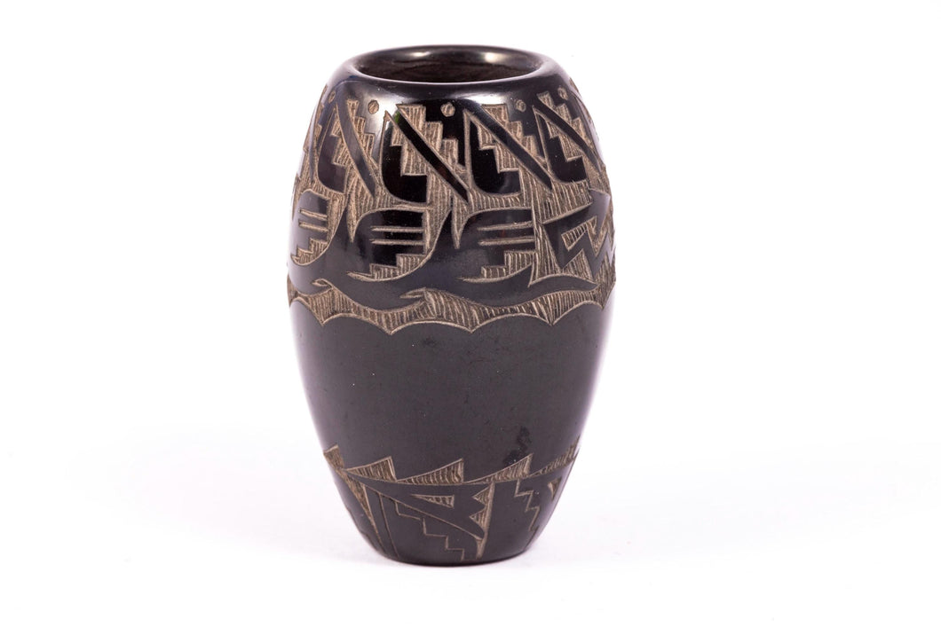 Dollhouse Miniature ~ Geri Naranjo - Native American Carved Pottery Pot with Design