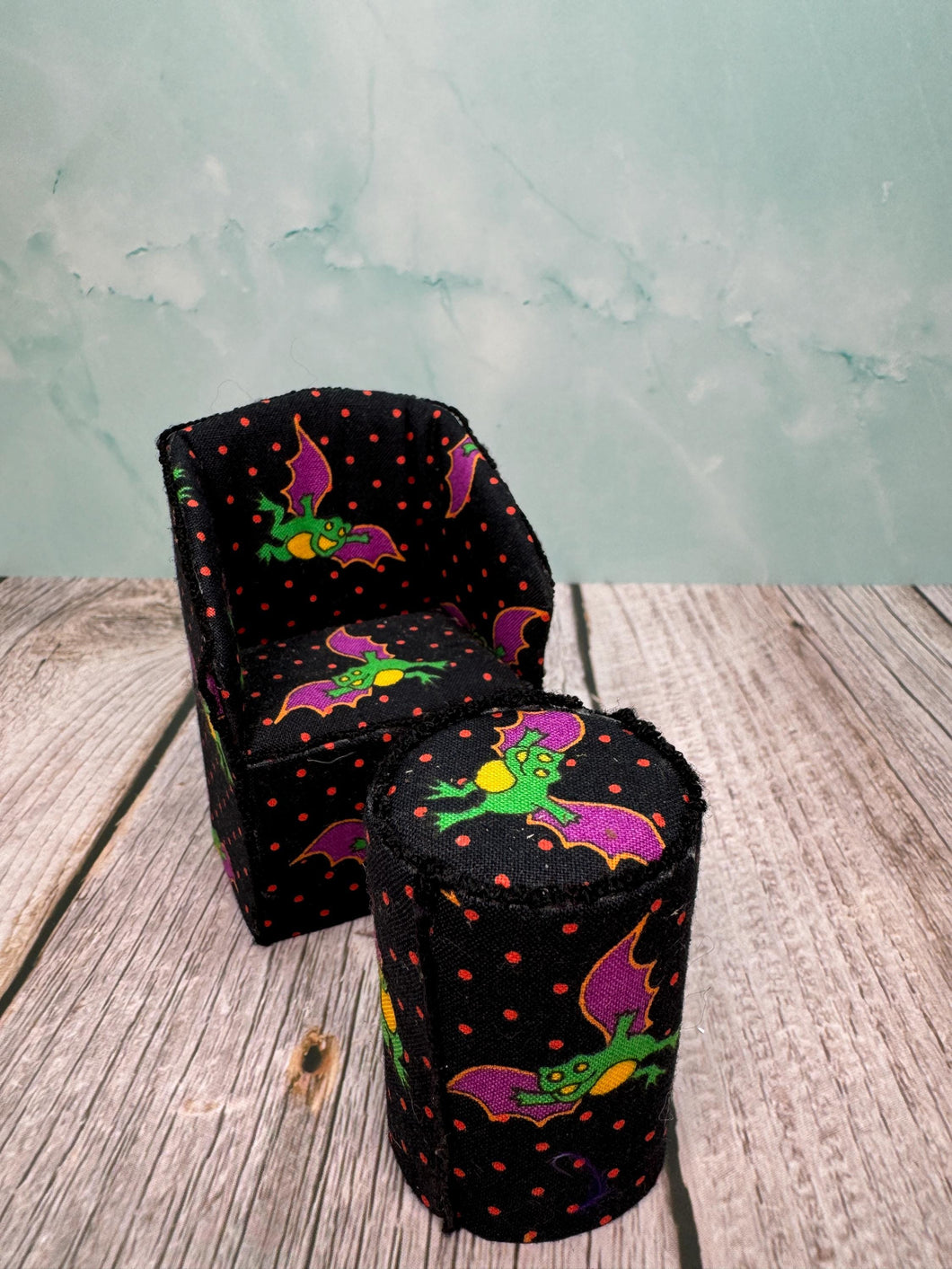 Dollhouse Miniature ~ Artisan Handmade 2 Piece Halloween Chair & Table Set