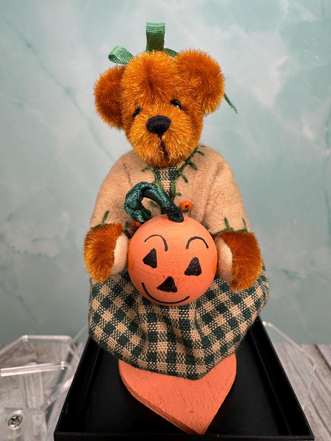 Dollhouse Miniature ~ World Of Miniature Bears Handmade Halloween Pumpkin Bear Limited Edition