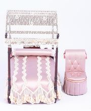 Load image into Gallery viewer, Dollhouse Miniature ~ Dressed Canopy Bed with Silk Bedding &amp; Matching Slip Chair - Lee Lefkowitz Estate
