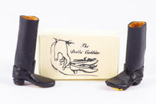 Load image into Gallery viewer, Dollhouse Miniature ~ Vintage Dolls Cobbler Black Riding Boots &amp; Box - Lee Lefkowitz Estate
