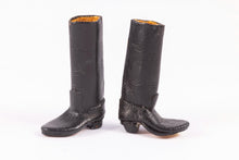 Load image into Gallery viewer, Dollhouse Miniature ~ Vintage Dolls Cobbler Black Riding Boots &amp; Box - Lee Lefkowitz Estate
