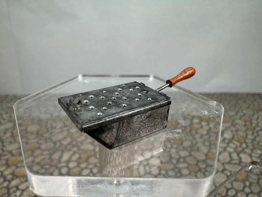 Dollhouse Miniature ~ Vintage Artisan Studio B 1982 Handmade Tin Ember Carrier With Wood Handle and Working Lid