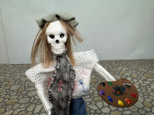 Load image into Gallery viewer, Dollhouse Miniature ~ Artisan Handmade Halloween Artist Painter Skeleton Doll
