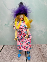 Load image into Gallery viewer, Dollhouse Miniature ~ Artisan Handmade Halloween Skeleton Woman In Pink Dress Doll
