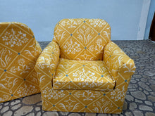 Load image into Gallery viewer, Dollhouse Miniature ~ Artisan Handmade 2 Piece Yellow Living Room Couch &amp; Chair Furniture Set

