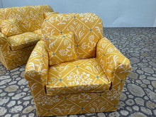 Load image into Gallery viewer, Dollhouse Miniature ~ Artisan Handmade 2 Piece Yellow Living Room Couch &amp; Chair Furniture Set
