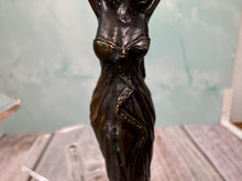 Load image into Gallery viewer, Dollhouse Miniature ~ Artisan Handmade Brass Woman Holding Fruit Bowl Statue Decorative
