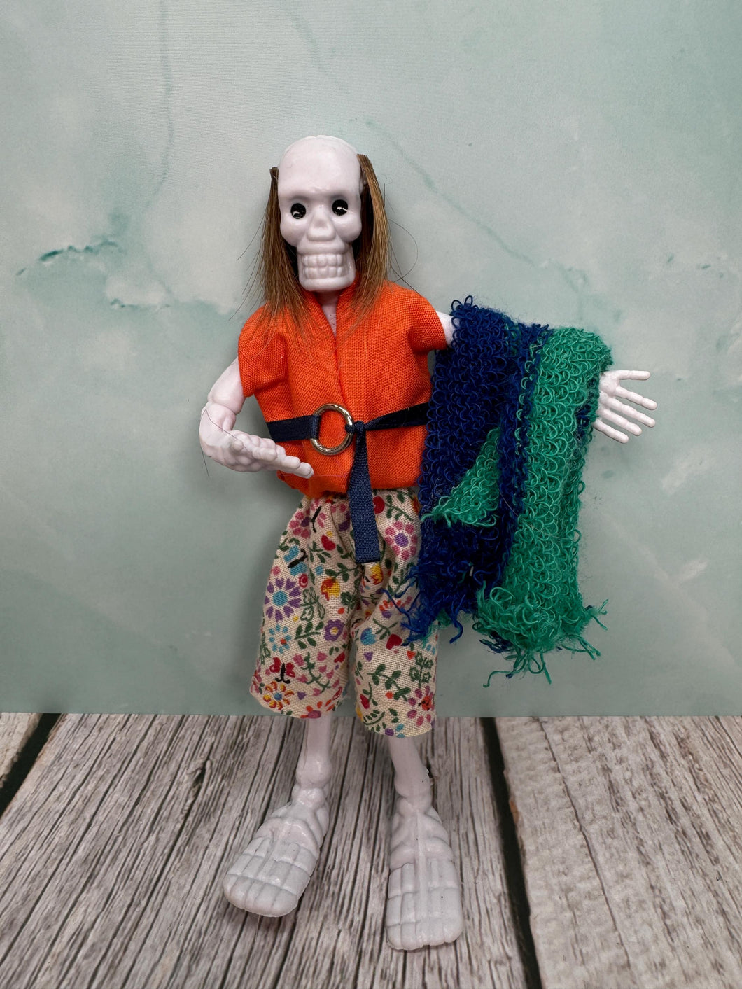 Dollhouse Miniature ~ Artisan Handmade Halloween Skeleton Beach Bum Doll