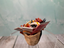 Load image into Gallery viewer, Dollhouse Miniature ~ Artisan Decorated Handmade Halloween Candy Gift Basket Autumn Fall
