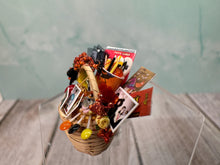 Load image into Gallery viewer, Dollhouse Miniature ~ Artisan Decorated Handmade Halloween Candy Gift Basket Autumn Fall
