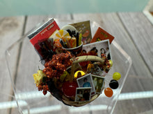 Load image into Gallery viewer, Dollhouse Miniature ~ Artisan Decorated Handmade Halloween Candy Gift Basket Autumn Fall
