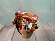 Load image into Gallery viewer, Dollhouse Miniature ~ Artisan Decorated Handmade Halloween Candy Gift Basket Autumn Fall
