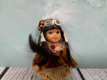 Load image into Gallery viewer, Dollhouse Miniature ~ Vintage Halloween Kid Porcelain Little Girl Doll In Native American Costume
