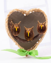 Load image into Gallery viewer, Dollhouse Miniature ~ Adorable Handmade Heart Shaped Basket with Owl Faces - From Johnston Estate
