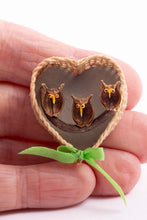 Load image into Gallery viewer, Dollhouse Miniature ~ Adorable Handmade Heart Shaped Basket with Owl Faces - From Johnston Estate

