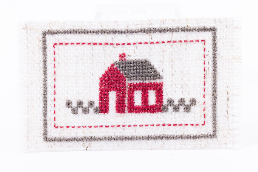 Dollhouse Miniature ~ Needlepoint Rug with Red School House - From Johnston Estate