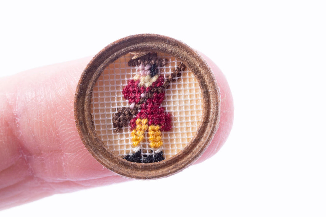 Dollhouse Miniature ~ Tiny Needlepoint Picture of Hunter -  From Johnston Estate