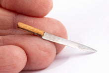 Load image into Gallery viewer, Dollhouse Miniature ~ Handmade Wooden Dough Bowl &amp; Serrated Edge Knife - Johnston Estate
