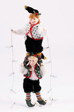 Load image into Gallery viewer, Dollhouse Miniature ~ Two Christmas Elf Dolls Standing on Shoulders - Fern Vasi

