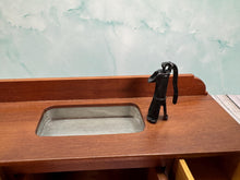 Load image into Gallery viewer, Dollhouse Miniature ~ Vintage Artisan Don Crosson 1982 Handmade Wooden Sink With Cabinets
