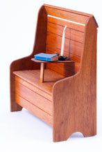 Load image into Gallery viewer, Dollhouse Miniatures ~ Handmade Settle Bench with Candle - Johnston Estate
