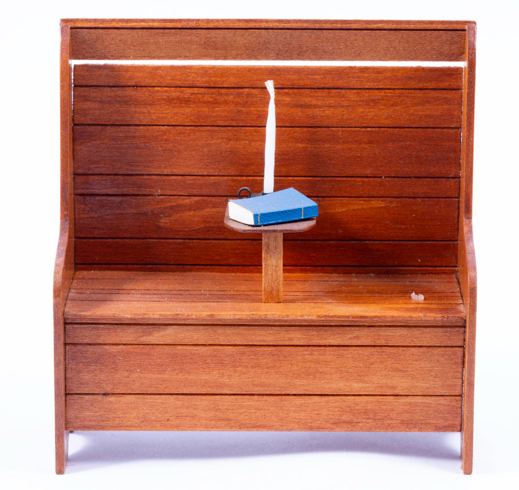 Dollhouse Miniatures ~ Handmade Settle Bench with Candle - Johnston Estate