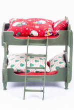Load image into Gallery viewer, Dollhouse Miniature ~ Handmade Elf Bunk Bed Christmas Themed in Red - Ursula Sauerberg Estate
