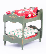 Load image into Gallery viewer, Dollhouse Miniature ~ Handmade Elf Bunk Bed Christmas Themed in Red - Ursula Sauerberg Estate
