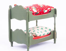 Load image into Gallery viewer, Dollhouse Miniature ~ Handmade Elf Bunk Bed Christmas Themed in Red - Ursula Sauerberg Estate
