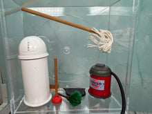 Load image into Gallery viewer, Dollhouse Miniature ~ Artisan Handmade 7 Piece Household Cleaning Set With Shop Vac , Mop, Garbage Can, Duster, Dust Pan &amp; Plunger
