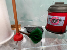 Load image into Gallery viewer, Dollhouse Miniature ~ Artisan Handmade 7 Piece Household Cleaning Set With Shop Vac , Mop, Garbage Can, Duster, Dust Pan &amp; Plunger

