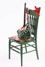 Load image into Gallery viewer, Dollhouse Miniature ~ Decorated Christmas Chair with Candy Canes &amp; Basket of Cookies
