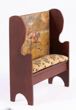 Load image into Gallery viewer, Dollhouse Miniature ~ Rustic Painted Settle with Hunt Scene
