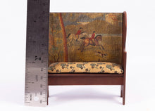 Load image into Gallery viewer, Dollhouse Miniature ~ Rustic Painted Settle with Hunt Scene
