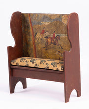 Load image into Gallery viewer, Dollhouse Miniature ~ Rustic Painted Settle with Hunt Scene
