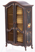 Load image into Gallery viewer, Dollhouse Miniature ~ Hand Painted Rooster Cabinet with Matching Table &amp; Chairs
