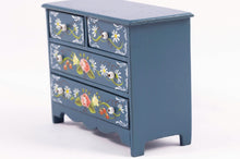 Load image into Gallery viewer, Dollhouse Miniature ~ Blue Chest Painted Flowers by Shirley and Jim Hillhouse
