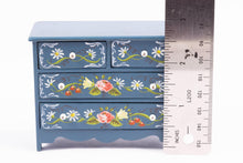 Load image into Gallery viewer, Dollhouse Miniature ~ Blue Chest Painted Flowers by Shirley and Jim Hillhouse

