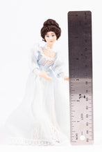 Load image into Gallery viewer, Dollhouse Miniature ~ Beautiful Dark Hair Victorian Lady in Blue Doll by Debra Hammond
