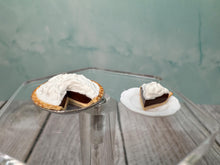 Load image into Gallery viewer, Dollhouse Miniature ~ Artisan Handmade Chocolate Pie With Slice &amp; Whipped Cream Topping
