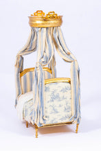 Load image into Gallery viewer, Dollhouse Miniature ~ June Clinkscale Elegant Decorated Blue Toile Bed
