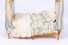 Load image into Gallery viewer, Dollhouse Miniature ~ June Clinkscale Elegant Decorated Blue Toile Bed
