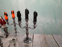 Load image into Gallery viewer, Dollhouse Miniature ~  Artisan Handmade Candelabra Candles Multi Colors Black, Natural, Orange, White &amp; Red
