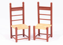 Load image into Gallery viewer, Dollhouse Miniature ~ 4 Painted Rustic Red Ladder Back Rush Chairs &amp; Table by Palmer E. Daugherty

