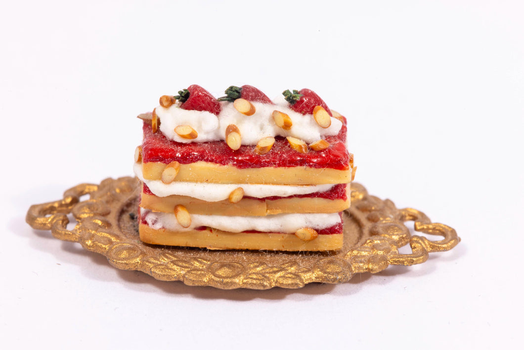 Dollhouse Miniature ~ IGMA Artist Anne Caesar Strawberry Shortcake & Sliced Almonds