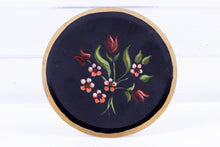Load image into Gallery viewer, Dollhouse Miniature ~ Large Black Metal Plate with Gold Edge &amp; Flower Design

