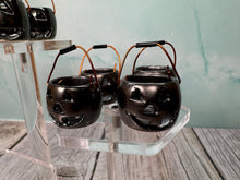 Load image into Gallery viewer, Dollhouse Miniature ~ Vintage Artisan Alex Meiklejohn Handmade Halloween Trick Or Treat Porcelain Jack-o-lantern Basket With Copper Handle
