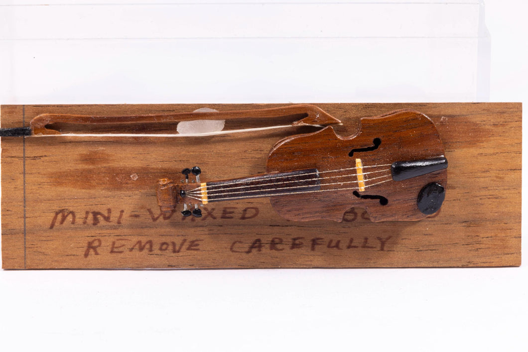 Dollhouse Miniature ~ Handmade Wooden Violin & Bow From 1983